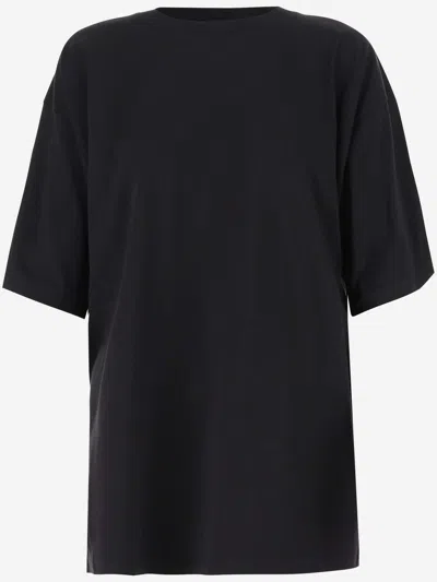Balenciaga Cotton T-shirt With Rhinestones Back Logo In Black