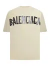 Balenciaga Men Beige Tape Type Medium Fit T-shirt