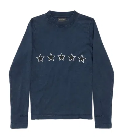 Balenciaga Cotton Top Rating Sweatshirt In Blue
