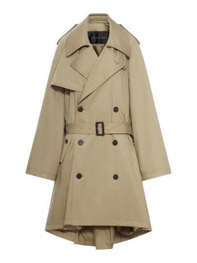 Balenciaga Cappuccino Cotton Trench Suspended Dress In Brown