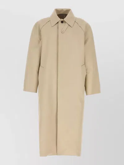 Balenciaga Cotton Trench Coat Back Vent Raglan In Brown
