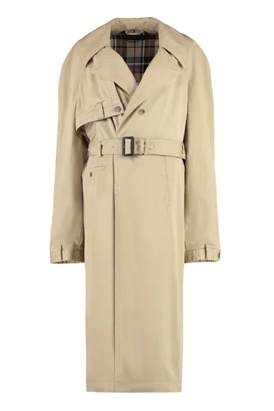 Balenciaga Trench Coat Belted Back Vent In Desert Beige