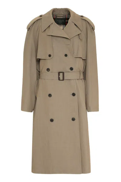 Balenciaga Cappuccino Cotton Trench Suspended Dress In Brown