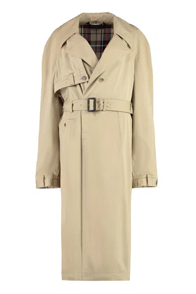 Balenciaga Cotton Trench Coat In Neutral