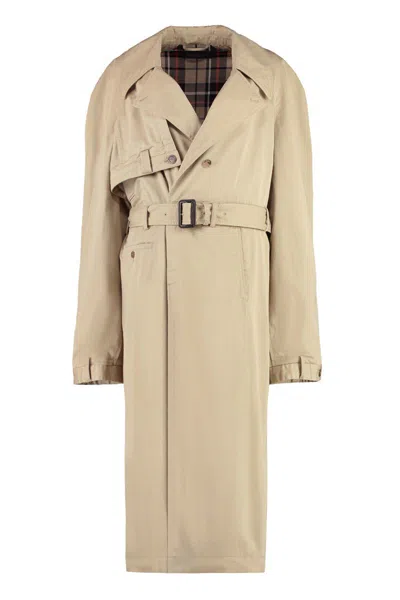Balenciaga Cotton Trench Coat In Neutral