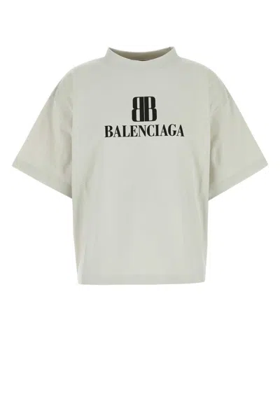 Balenciaga Cotton Tshirt With Logo Print In White