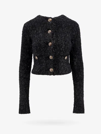 BALENCIAGA COTTON TWEED KNITTED CROPPED CARDIGAN