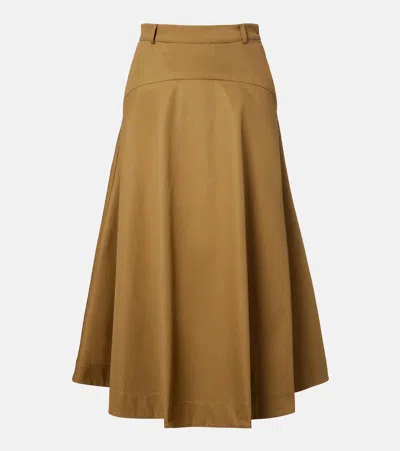 Balenciaga Cotton Draped Midi Skirt In Brown