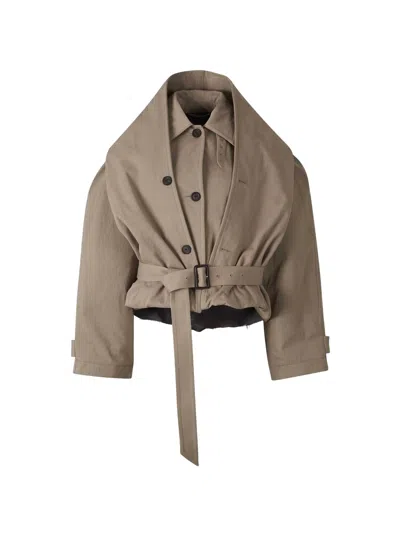 Balenciaga Raincoats With Belted Waist And Detachable Strap In Neutral