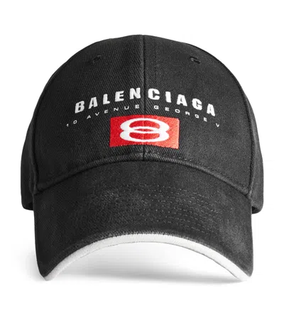 Balenciaga Cotton Unity Baseball Cap In Black