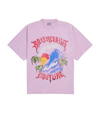 Balenciaga Cotton Vintage Surfer T-shirt In Purple