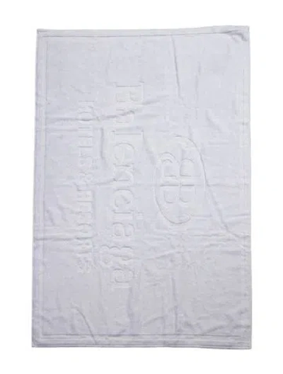 Pre-owned Balenciaga Cotton White Towel With Branding Motif On Front