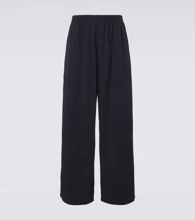 Balenciaga Cotton Wide-leg Pants In Blau