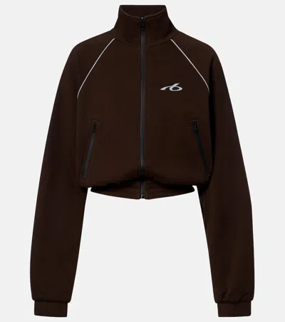 Balenciaga High Collar Jacket Long Sleeves Elastic Hem In Brown