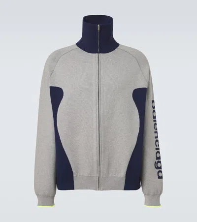 Balenciaga Cotton-blend Cardigan In Gray