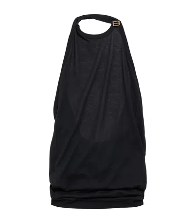 Balenciaga Cotton-blend Draped Halterneck Top In Black