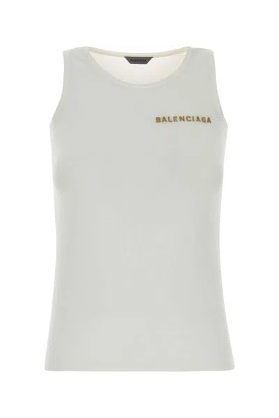 Balenciaga Cotton-blend Tank Top In White