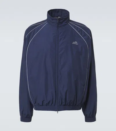Balenciaga Cotton-blend Track Jacket In Blue