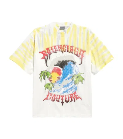 Balenciaga Couture Logo Tie-dye Oversized T-shirt In White