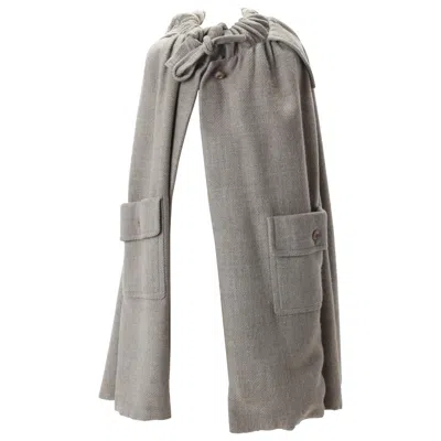 Pre-owned Balenciaga Couture Wool Knit Cape, C.1970s In Gray