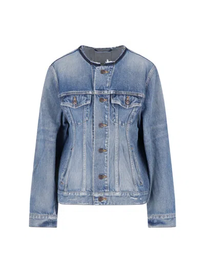 Balenciaga Cowhide-trim Cotton Jacket In Blue