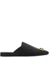 Balenciaga Men Black Leather Cosy Bb Slippers In Black