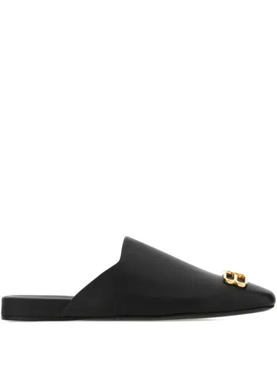 Balenciaga Cozy Bb Logo Leather Slippers