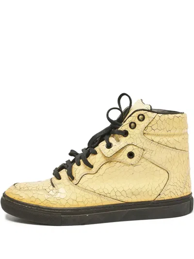 Pre-owned Balenciaga Cracked-effect Boots