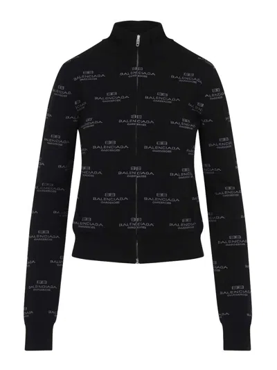 BALENCIAGA ALL-OVER ZIP-UP CARDIGAN