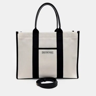 Pre-owned Balenciaga Cream Fabric Hardware Tote And Shoulder Bag