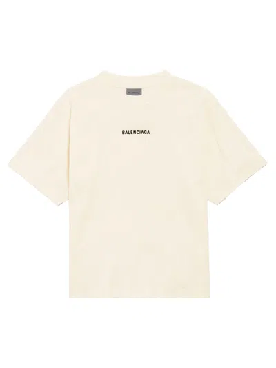Balenciaga Cream Medium Fit Cotton T-shirt In Neutral