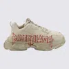 BALENCIAGA CREAM, RED AND BLACK LEATHER TRIPLE S SNEAKERS