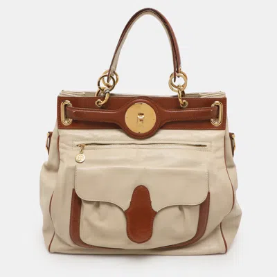 Pre-owned Balenciaga Cream/brown Leather Lune Tote
