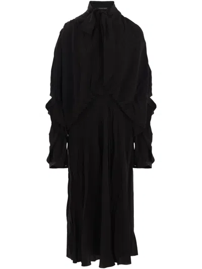 Balenciaga Creased-effect Silk Dress In Black