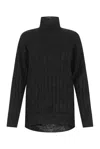 Balenciaga Creased Turtleneck Knit Jumper In Nero
