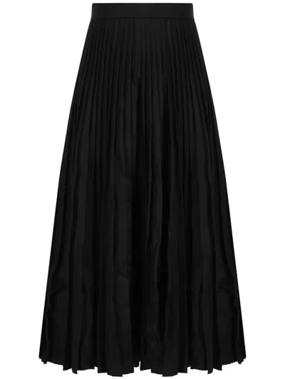 Balenciaga Black Creased Pleated Midi Skirt In 1000 Black