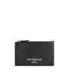 Balenciaga Leather Card Holder Textured Finish In Blue