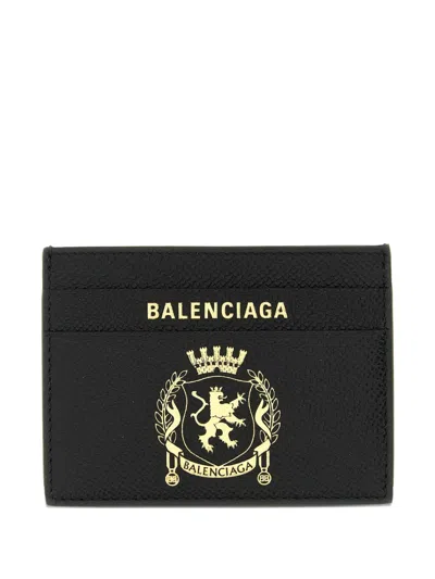 Balenciaga Crest-print Passport Cardholder In Black