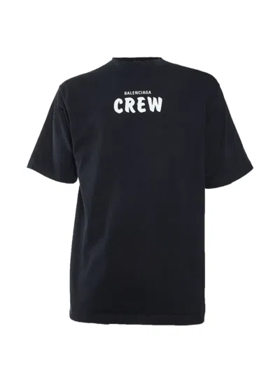 Pre-owned Balenciaga Crew Logo-print T-shirt In Black