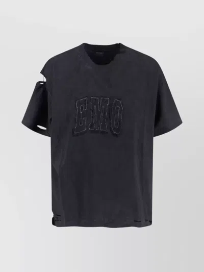 BALENCIAGA CREW NECK DISTRESSED DETAILING SHORT SLEEVES