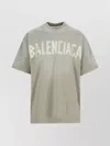 Balenciaga Crew Neck Distressed Neckline Graphic Print In Grey