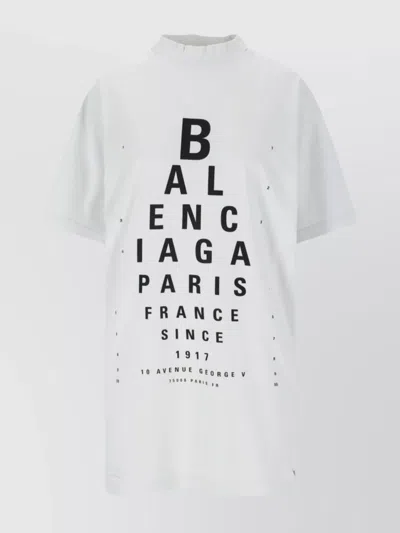Balenciaga Crew Neck Graphic Print Short Sleeves In Yellow