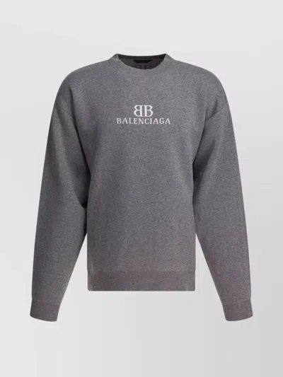 Balenciaga Crew Neck Knitwear Sweaters In Gray