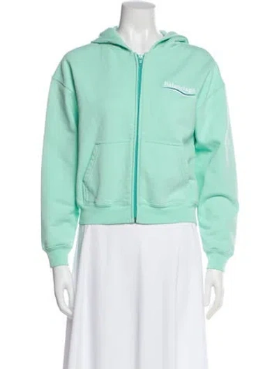 Pre-owned Balenciaga Crew Neck Long Sleeve Hoodie In Green