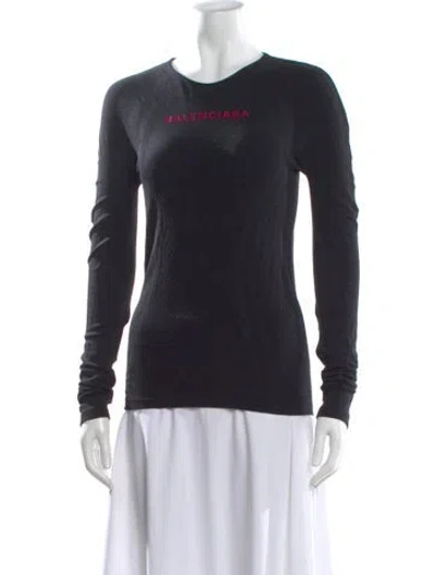 Pre-owned Balenciaga Crew Neck Long Sleeve Top In Black