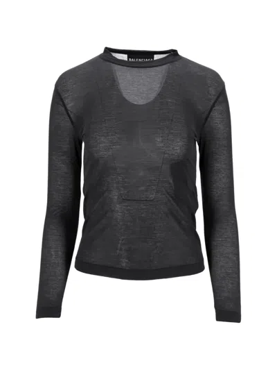Pre-owned Balenciaga Crew-neck Long-sleeve Top In Gray