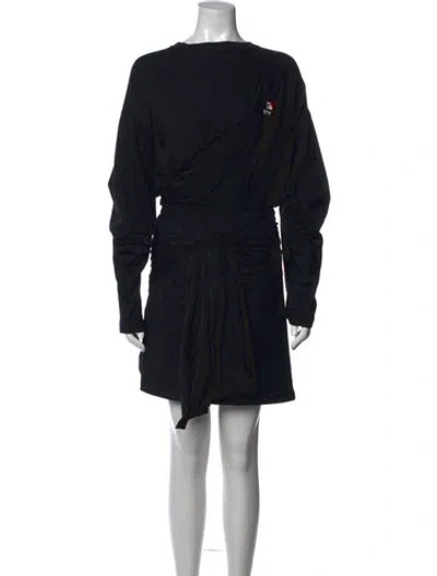 Pre-owned Balenciaga Crew Neck Mini Dress In Black