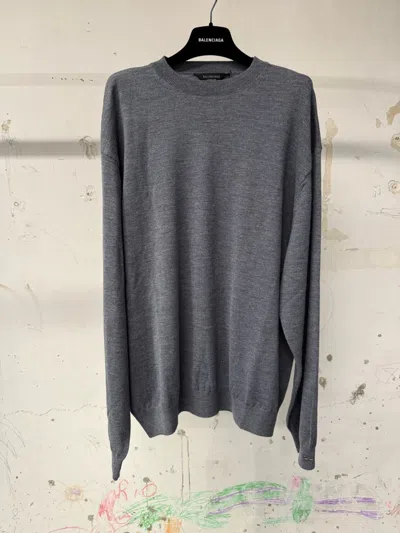 Balenciaga Crew Neck Sweater In Gray