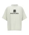 Balenciaga Cropped Logo T-shirt Short Sleeves In Neutral