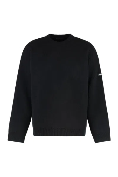 Balenciaga Crew-neck Wool Sweater In Black